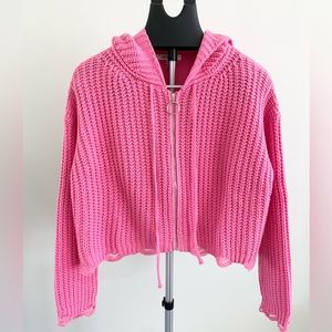 Miracle Zip Front Hooded Knit Sweater